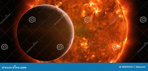 Exploding Sun In Space Close To Planet Earth Stock Illustration