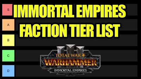 Playable Faction Tier List Immortal Empires Total War Warhammer 3