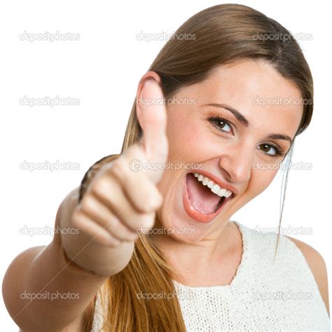 Attractive Girl Showing Thumbs Up Stock Photo By Karelnoppe