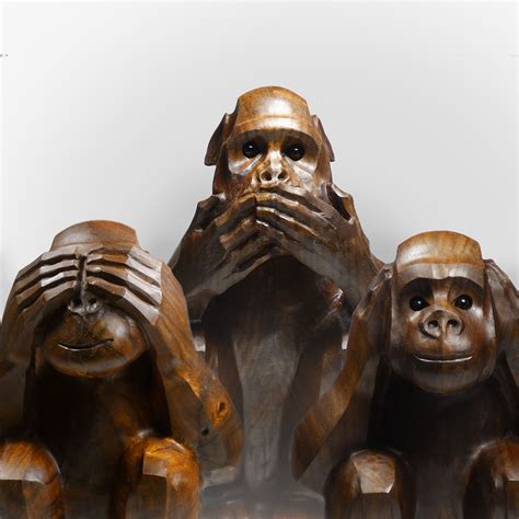 Three Wise Monkeys Wooden Monkeys Lover T Carved Wood Etsy