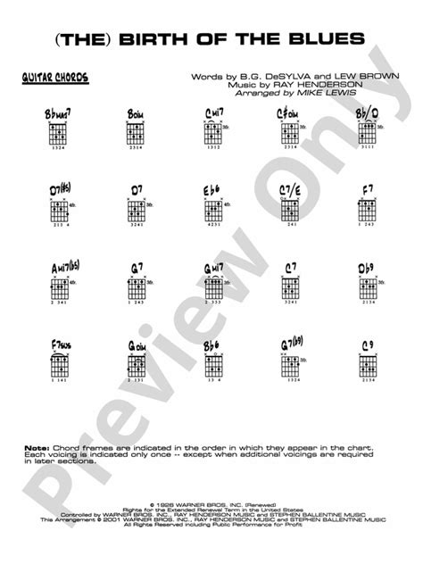 The Birth Of The Blues Guitar Chords Guitar Chords Part Digital Sheet Music Download