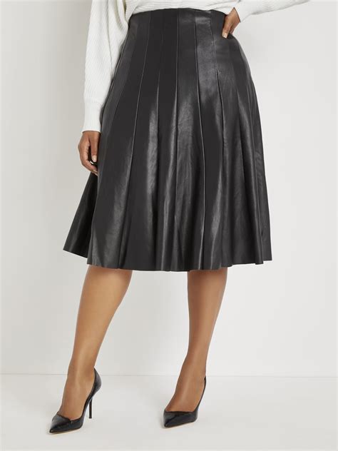 Eloquii Womens Plus Size Faux Leather Trumpet Skirt