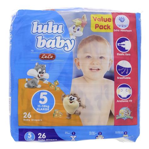 Lulu Baby Diapers Size 5 Extra Large 11 18kgvalue Pack 26 Counts