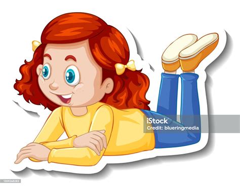A Girl Laying On The Floor Cartoon Character Stock Illustration Download Image Now Art