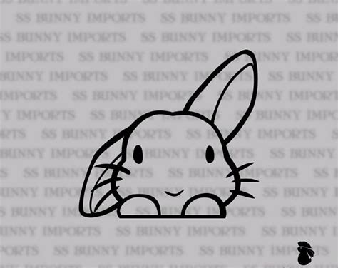 peeking head tilt bunny decal sticker rabbit car sticker etsy bunny tattoos laptop decal