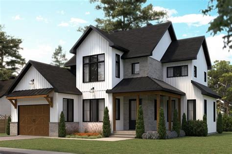 Plan Dr Two Story Modern Farmhouse Plan With Home Office And