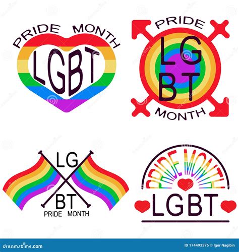 lgbt pride month set lgbt community logos in rainbow colors stock illustration illustration