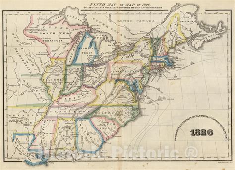 Historic Map School Atlas Ninth Map Or Map Of 1826 Vintage Wall