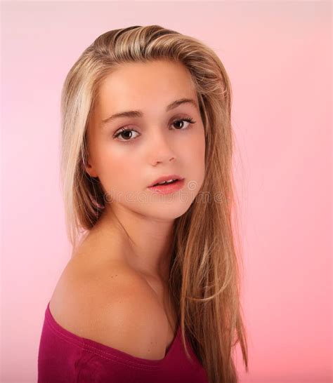 Beautiful Teen Blonde In Studio Stock Image Image Of Closeup