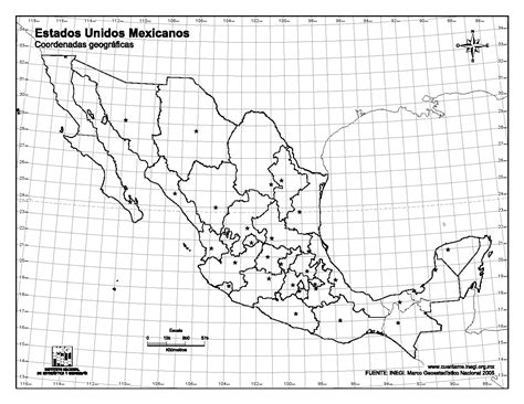 Mapa De La Repblica Mexicana Coordenadas Geogrficas Sin Nombres Pdmrea