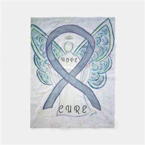 Gray Awareness Ribbon Angel Brain Cancer Blankets Zazzle