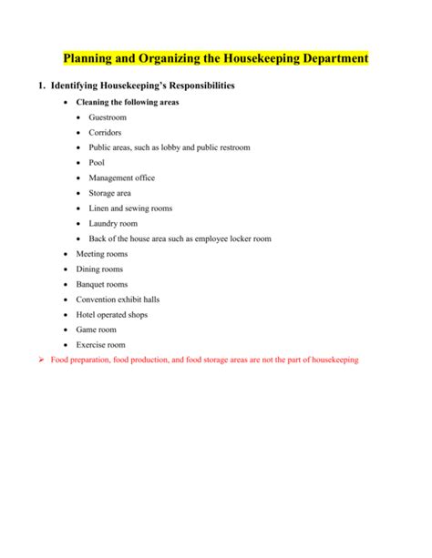 What Are The Roles And Responsibilities Of Housekeeping