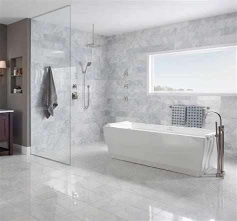 10 Gorgeous Way To Use White Marble Tile For Bathroom Cement Tiles In
