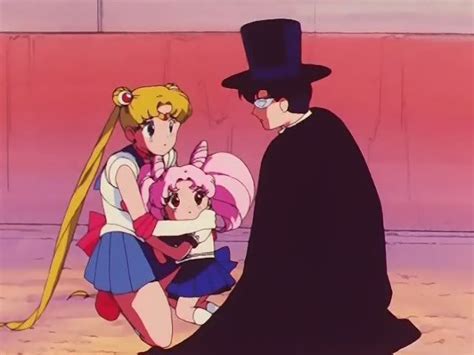 Serena Aka Sailor Moon Rini Aka Sailor Mini Moon And Darien Aka Tuxedo Mask Sailor Chibi