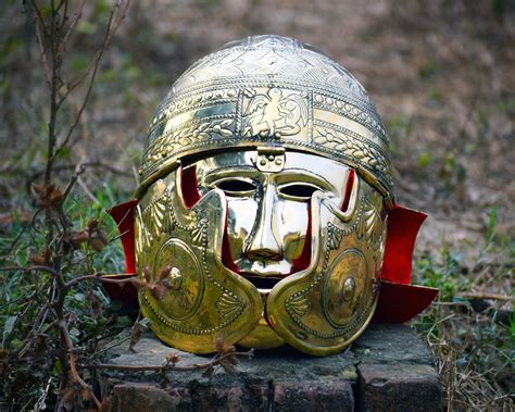 Ancient Roman Helmet With Face Mask Roman Gallic Centurian Etsy