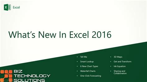 Whats New In Excel 2016 Biz Technology Solutions