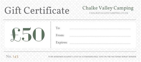 T Certificates Chalke Valley Camping