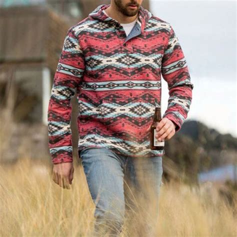 Mens Vintage Print Casual Pullover In 2021 Mens Western Wear Casual
