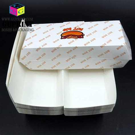 Custom Printed White Hot Dog Clamshell Paperboard Disposable Packaging