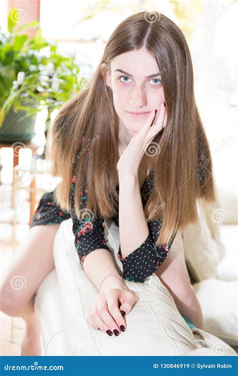 Beautiful Young Woman Posing At Home Stock Image Image Of Young