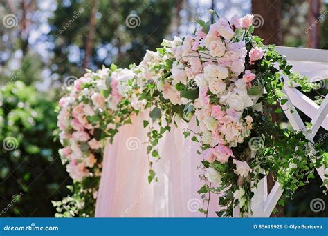 Wedding Arch With Nicely Flower Decoration Stock Image Image Of