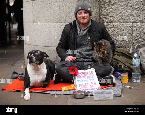 Sam Malt A 36 Year Old Homeless Man With His Pet Cat Buffy And Dog