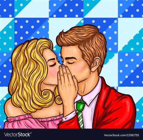 Pop Art Kissing Man And Woman Royalty Free Vector Image