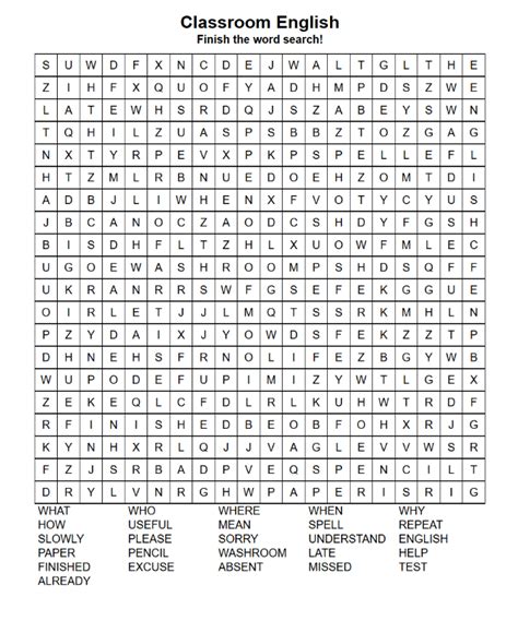 Esl Word Search Printable