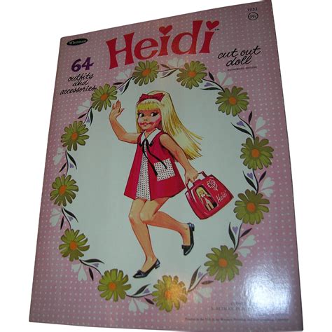 Vintage 1966 Paper Doll Heidi Set By Whitman For Remco From