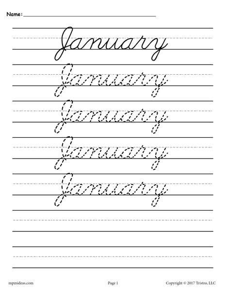 Help Your Children Practice Writing The Months Of The Year With These