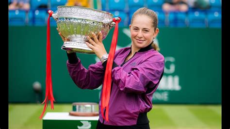 Jelena Ostapenko Winners Vs Anett Kontaveit Trophy Presentation Eastbourne Final