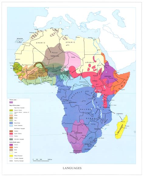Africa Languages Linguistic 1973 Old Vintage Map Plan Chart