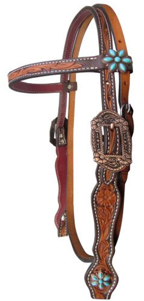 Showman Argentina Cow Leather Browband Headstall With Floral Tooling