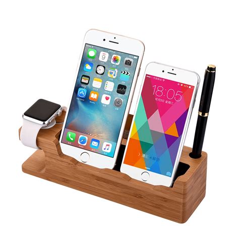 Fashion Wooden Charging Dock Station Mobile Phone Stand Holder Charger
