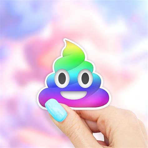 Rainbow Poop Emoji Sticker Poop Stickers Macbook Stickers Etsy