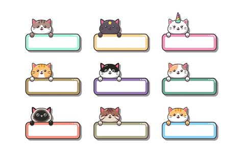 Cat Banners Png Cute Kitty Labels Digital Download Etsy