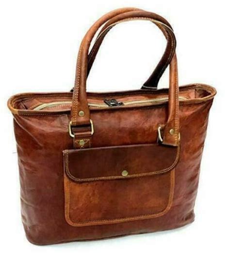 Genuine Perfectly Brown Leather Tote Bag For Women Monogram Etsy