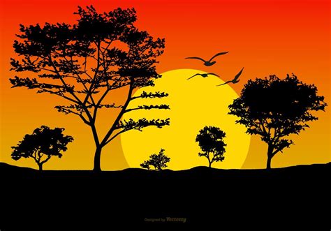 Beautiful Sunset Landscape Illustration Beautiful Sunset Pictures
