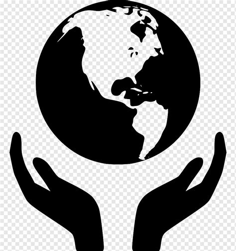 Globe Earth World Holding Hands Paragraph Hand Logo Monochrome Png
