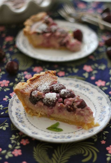 Trim the excess dough around the sides, tuck the dough under the edge, and crimp the edges using the index finger knuckle on one hand and the thumb and index finger. Cherry Custard Pie with a Corn Meal Crust | Food, Eat, Custard