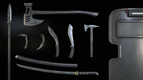 Tactical Melee Weapon Collection Buy Royalty Free 3d Model By Michael