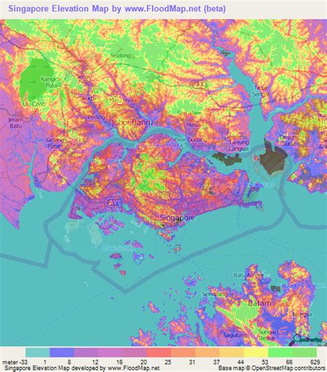 Singapore Elevation And Elevation Maps Of Cities Topographic Map Contour