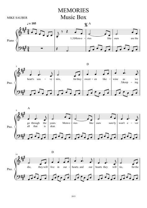 Memories Sheet Music For Piano Download Free In Pdf Or Midi