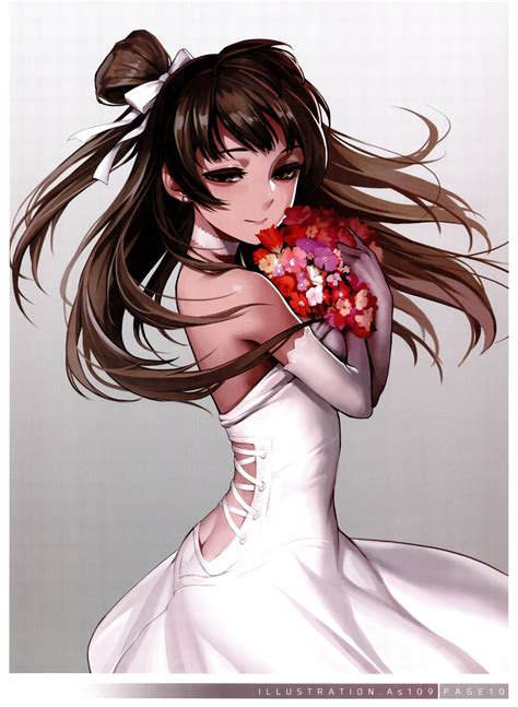 Bridal Anime Girl Beautiful Cute Dress Long Hair Wallpaper 4889x6676
