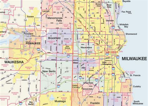 Themapstore Southeastern Wisconsin 9 County Zip Code Wall Map