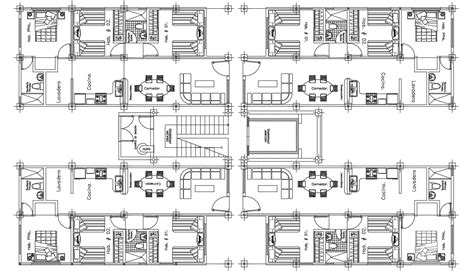 Apartment Cluster Plan Autocad Drawing Cadbull