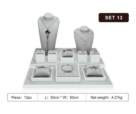 Luxury Grey Velvet Jewelry Display Sets Jewelry Showcase Depot