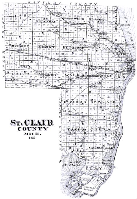 St Clair County Township Map Cities And Towns Map