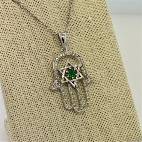 Fine Jewelry Jewelry K White Gold W Emerald Diamonds Hamsa Pendant
