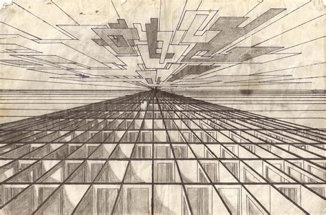 A Drawing Of An Abstract Structure With Lines And Rectangles